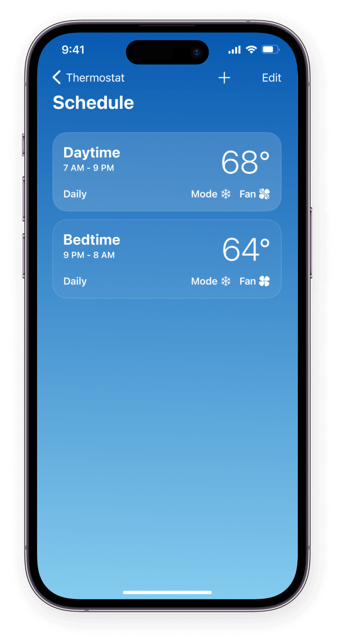iOS thermostat schedule